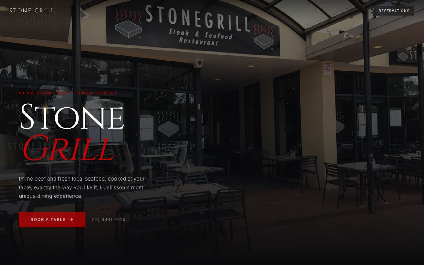 The live Stone Grill Huskisson homepage